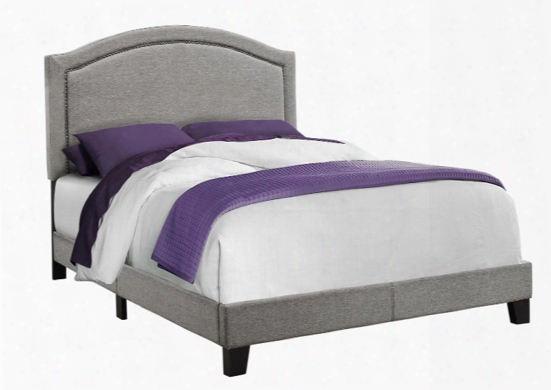 I 5936f Full Bed With Fabric Upholstery And Chrome Nailhead Trim In