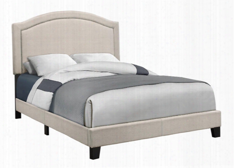 I 5937f Full Bed With Manufactured Cloth Upholstery And Antique Brass Nailhead In