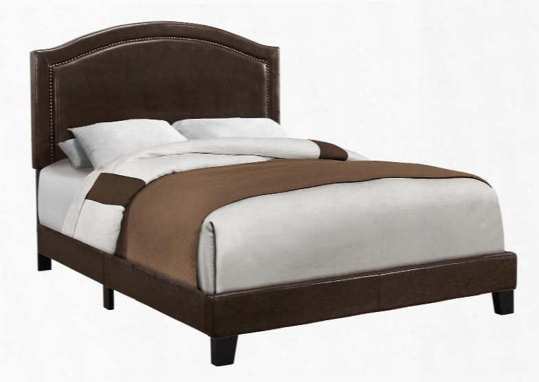 I 5938f Full Bed With Faux Leather Upholstery And Antique Brass Nailhead Trim In