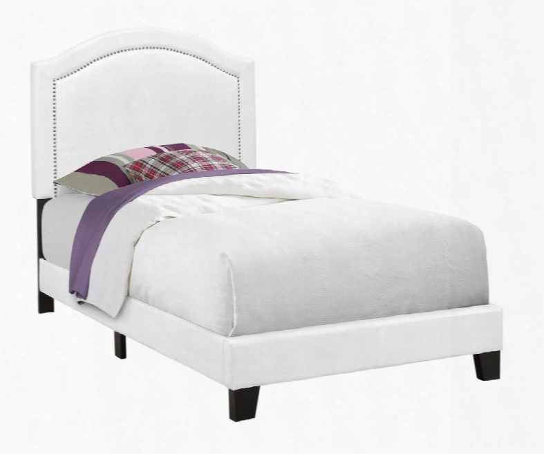 I 5939t Twin Bed With Faux Leather Upholstery And Chrome Nailhead Trim In