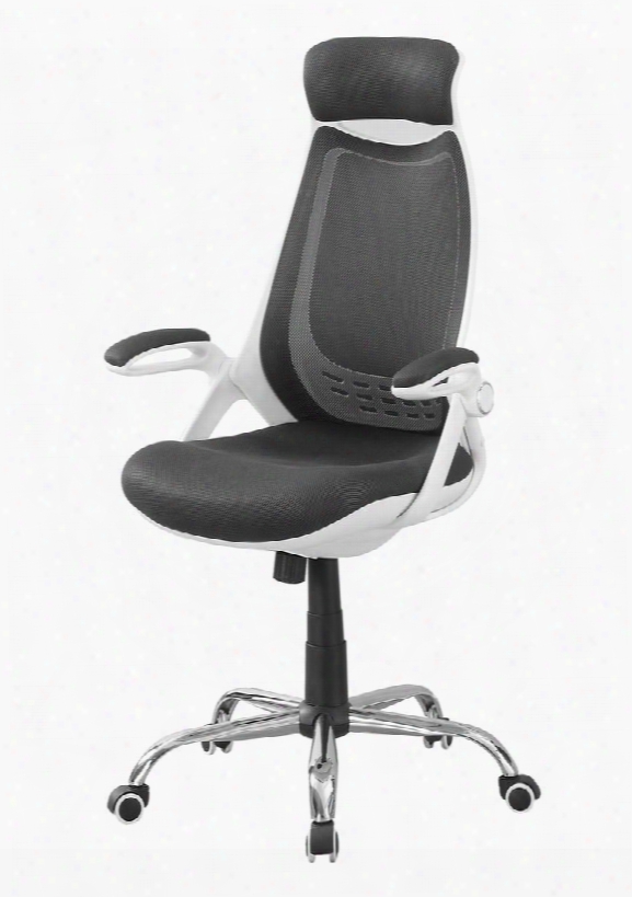I 7269 50" Office Chair With Mesh Fabrkc Padded Armrest And Ergonomic Curved High Back In White And