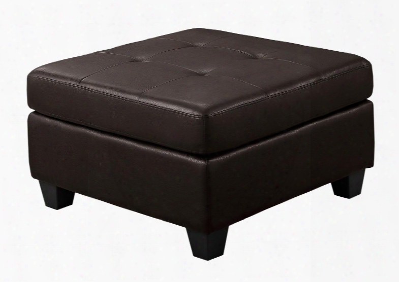 I 8376br 32" Ottoman With Tufted Top And Plastic Block Feet In Dark Brown Bonded