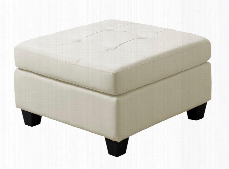 I 8376iv 32" Ottoman With Tufted Top And Plastic Block Feet In Ivory Bonded