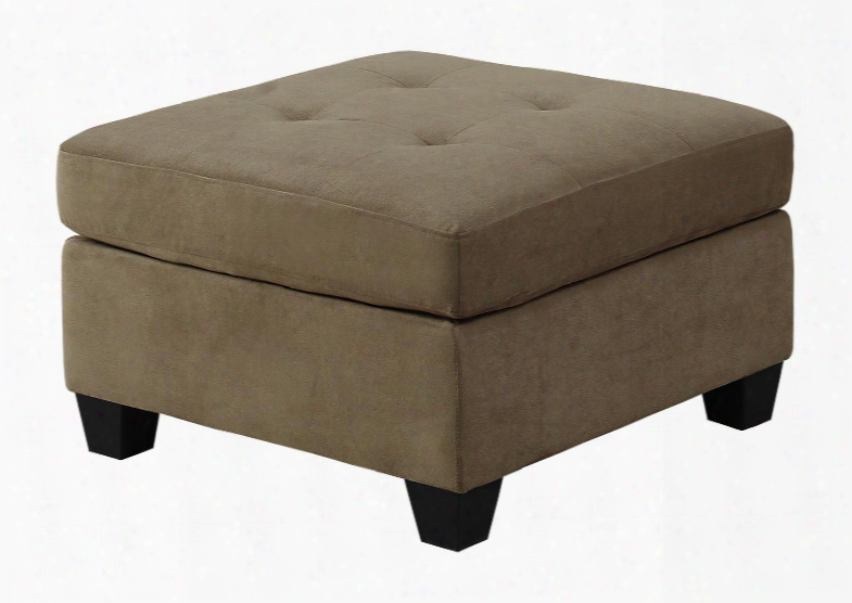 I 8376lb 32" Ottoman With Tufted Top And Plastic Block Feet In Light Brown