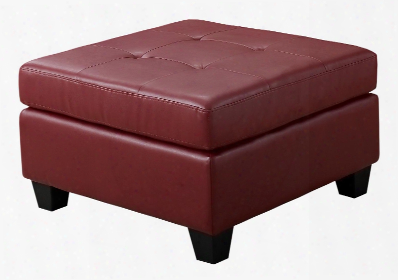 I 8376rd 32" Ottoman With Tufted Top And Plastic Block Feet In Red Bonded