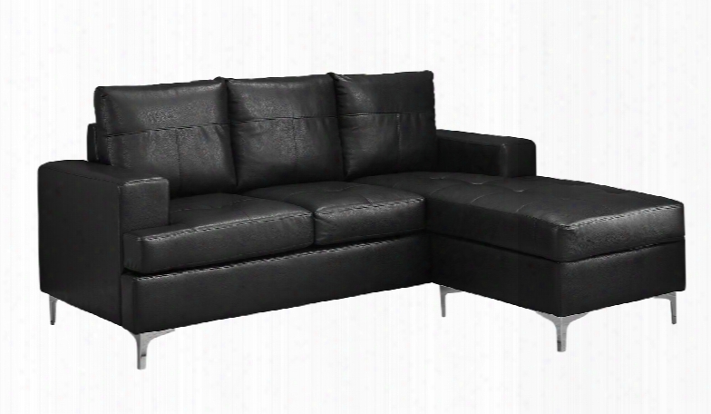 I 8600bk 78" Sofa Lounger With Bonded Leather Upholstery Track Arms And Metal Legs In