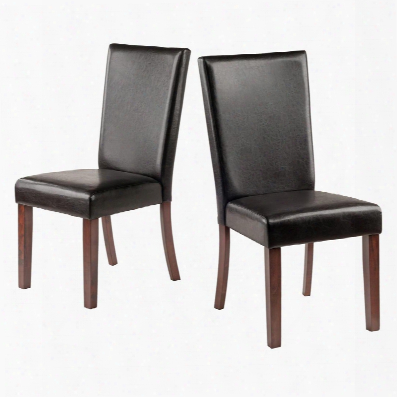 Johnson Collection 94237 Set Of 2 Side Chairs With Faux Leather Upholstery Tall Backs Nd Tapered Legs In Espresso