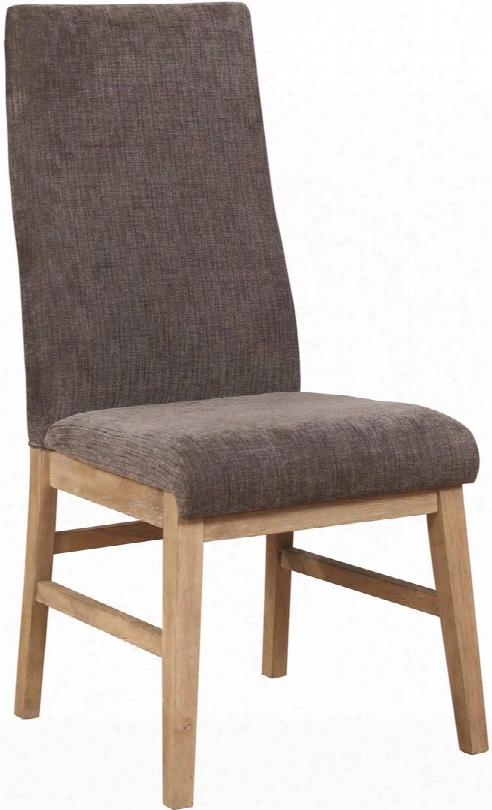 Kingston Collection 1077552 20" Side Chair With Ergonomically Shape Grey Fabric Upholstery Wrapped Foam Front Asian Hardwood Construction In Drifted Acacia