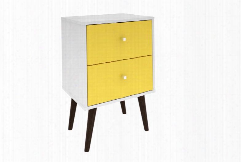 Liberty 2.0 Collection 204amc63 18" Mid Century - Modern Nightstand With 2 Full Extension Drawers And Solid Wood Legs In White And