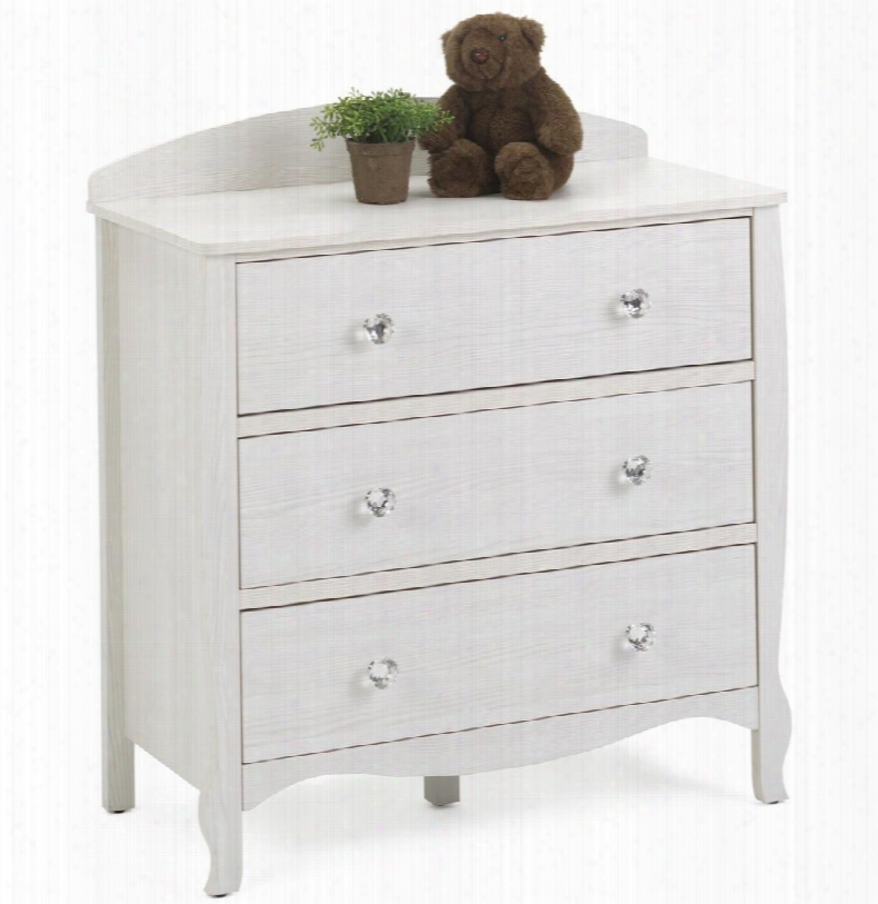 Lindsay Collection 28413 35" Chest With 3 Large Drawers And Decorative Crystal Pull Knobs In Stone White