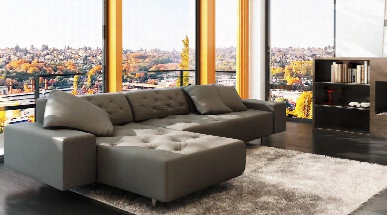 Ln-307-dg 114" 2-piece Sectional Sofa With High Quality Fabric Seating Extra Indistinct Cushioning And Button Tufting In Dark