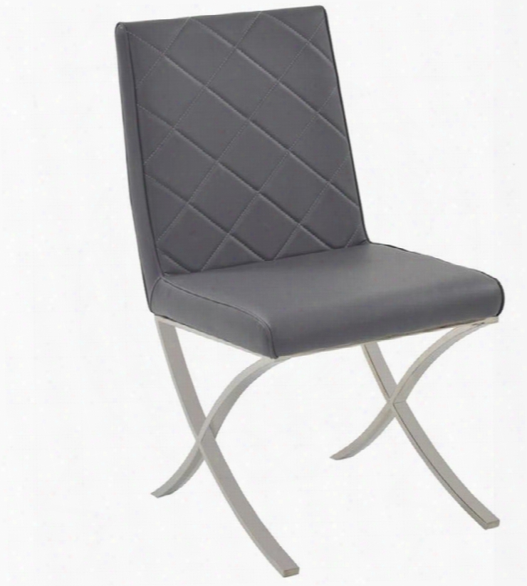 Loft Collection Cb-922-g 35" Dining Chair With Chrome Legs Tufted Back And Eco-leather Upholstery In Grey