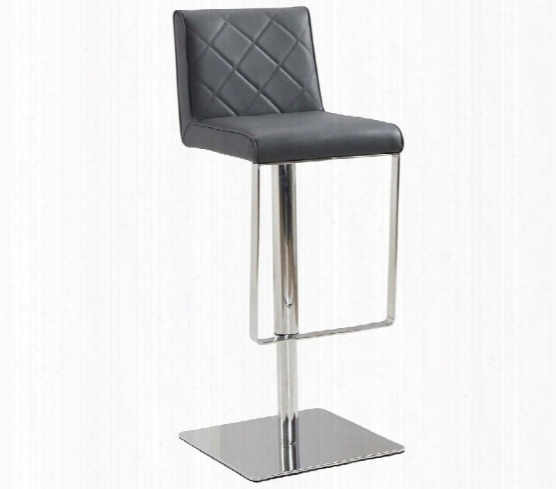 Loft Collection Cb-922-gr-bar 33" - 42" Bar Stool With Adjustable Height Stainless Steel Base And Eco-leather Upholstery In Grey