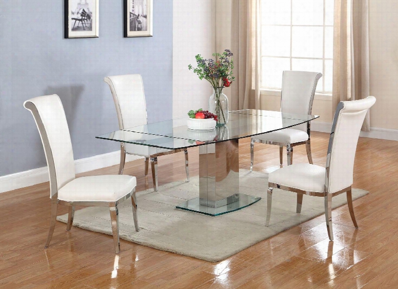 Mackenzie Collection Mackenzie-joy-5pc Dining Room Set With Dining Table + 4 Side Chairs In Silver