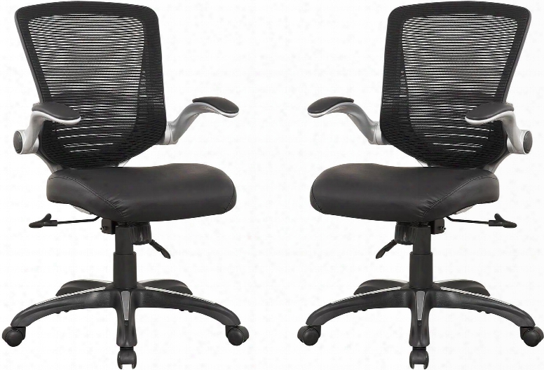 Mc-633- B Ergonomic Walden Office Chair In Black Pu Leather - Set Of