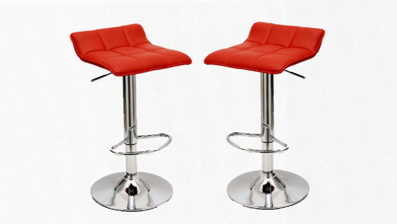 Mc-636 Sleek Varick Barstool With Height Adjustability In Red -set Of