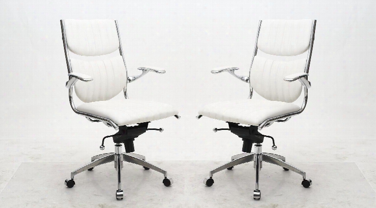 Mc-647-b Ergonomic High Back Verdi Office Chair In White - Set Of