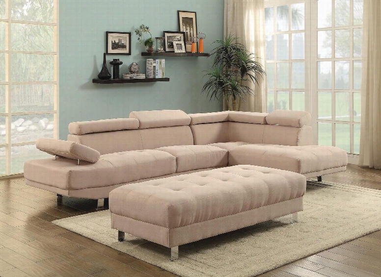 Milan Collection G443sco 2 Pc Living Room Set With Sectional Sofa + Ottoman In Tan