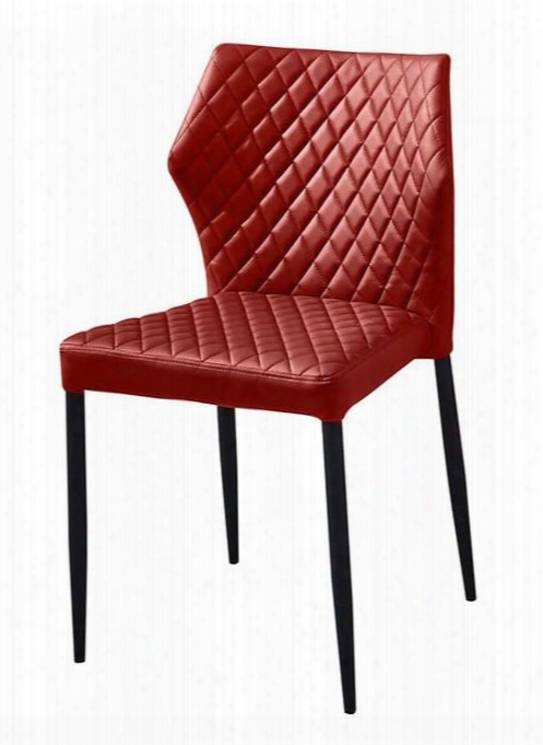 Milo Milodcre4pk 4-pack Dining Chairs With Black Powder Coat Legs In Red Diamond Tufted