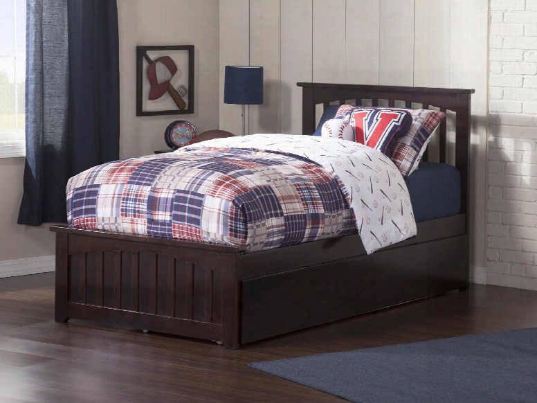 Mission Ar8726011 78" Twin Bed With Matching Foot Board With Urban Trundle Bed Eco-friendly Solid Hardwood Construction And Non-toxic Finish In