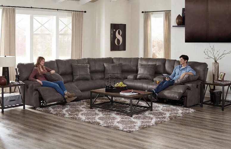 Monaco Collection 2181-8-9-1153-09/1253-09 3-piece Sectional With Reclining Sofa Wedge And Rec1ining Console Loveseat In Dark