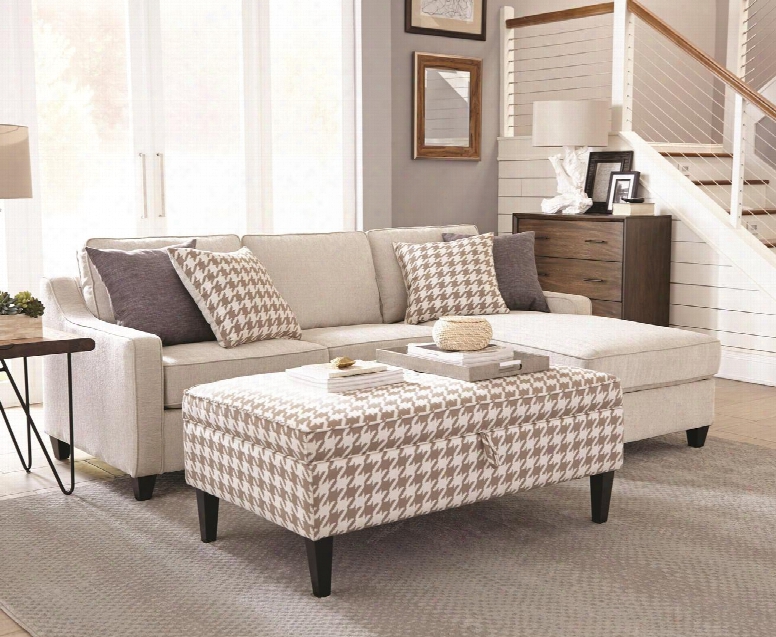 Montgomery Collection 501170set 2 Pc Sectional Set With Sectional Sofa + Storage Ottoman In Cream And Beige