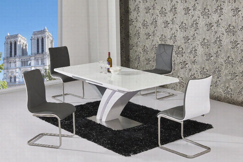 Natalie Collection Natalie-5pc Dining Room Set With Dining Table + 4 Side Chairs In Whjte