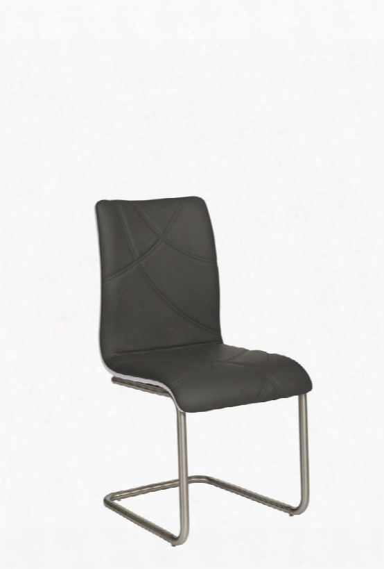 Natalie-sc-2tone 2 Tone Chair With Horseshoe Base & Designer Stitching In Charcoal Grey And