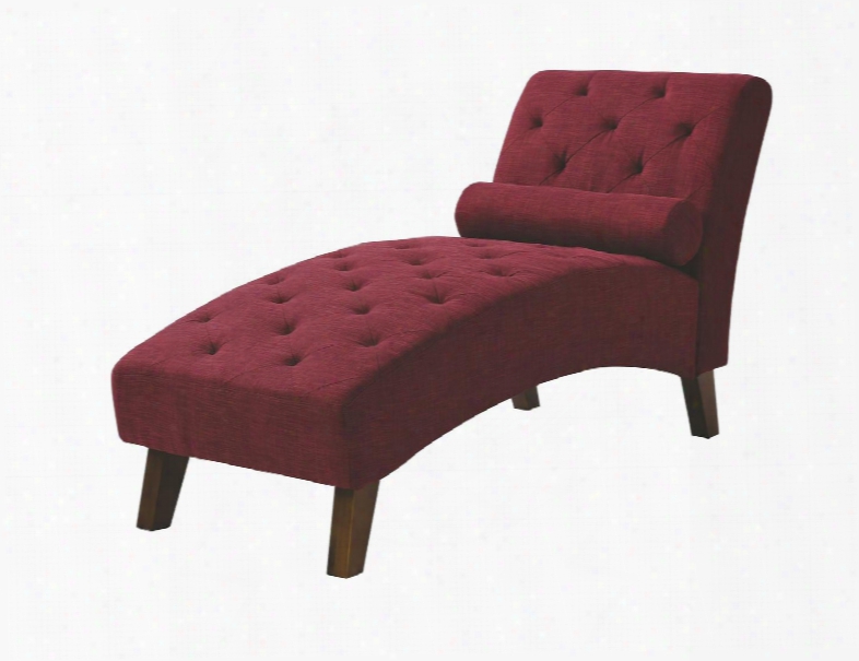 Newbury Collection G268-chs 61" Chaise Lounge With Tufted Seating Booster Pillow Tapered Wood Legs And Twill Fabric Upholstery In Burgundy