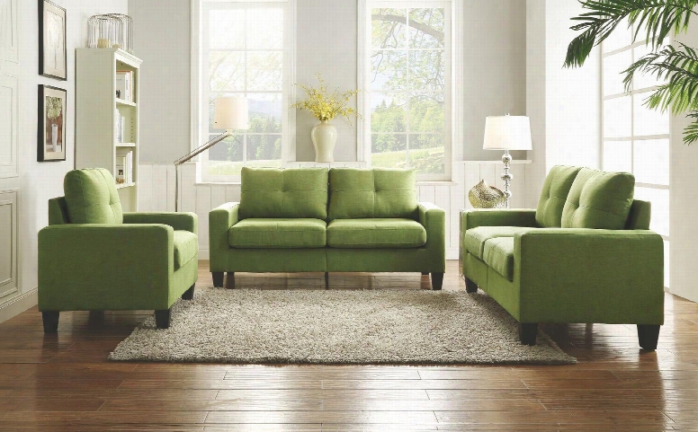 Newbur Ycollection G476aset 3 Pc Living Room Set With Modular Sofa + Loveseat + Armchair In Green