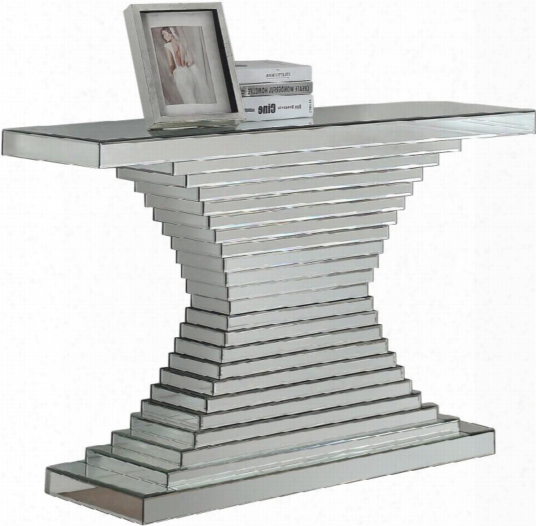 Nexus Collection 415-t 48" Console With Contemporary Design Mirrored And Geometric