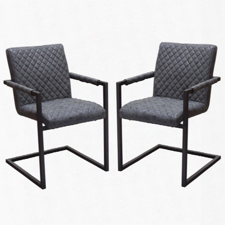 Nolan Nolandcbl2pk 2-pack Dining Chairs With Black Powder Coat Frame In Black Diamond Tufted
