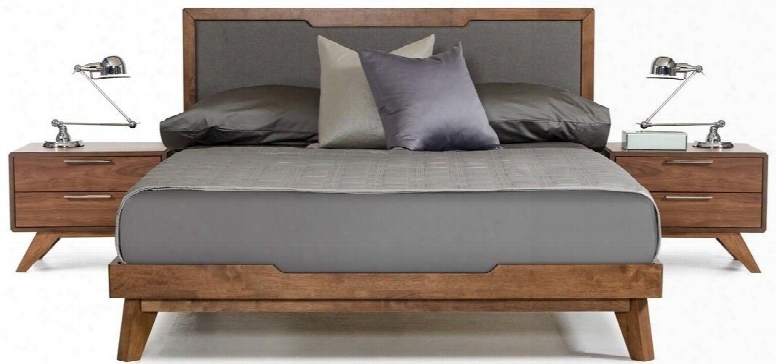 Nova Domus Soria Collection Vgmabr-32-bed-q Queen Size Platform Bed With Linen Fabric Upholstered Headboard Slats Included And Tapered Legs In Grey And