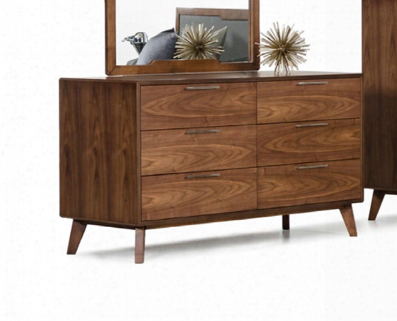 Nova Domus Soria Collection Vgmabr-32-drs 51" Dresser With 6 Drawers Stainless Steel Handles And Tapered Legs In