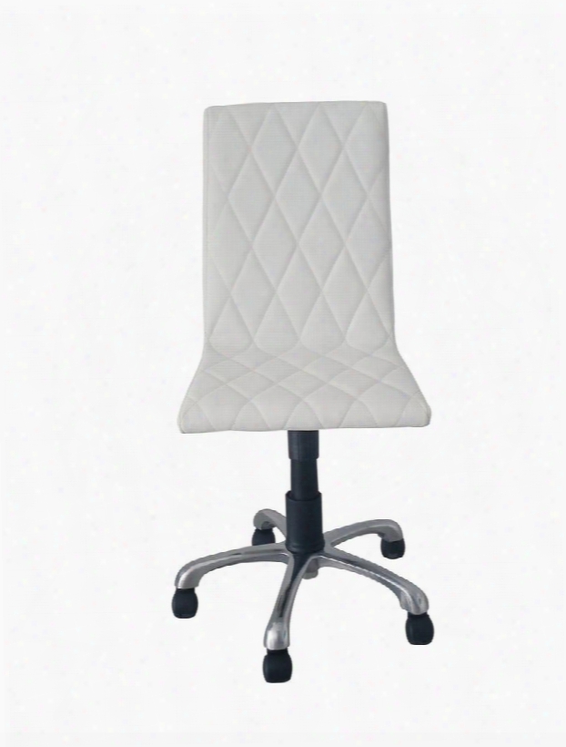 Oc1465pwht Julian Armless Office Chair White Faux Leather High Density Foam Adjustable Height Aluminum Base With