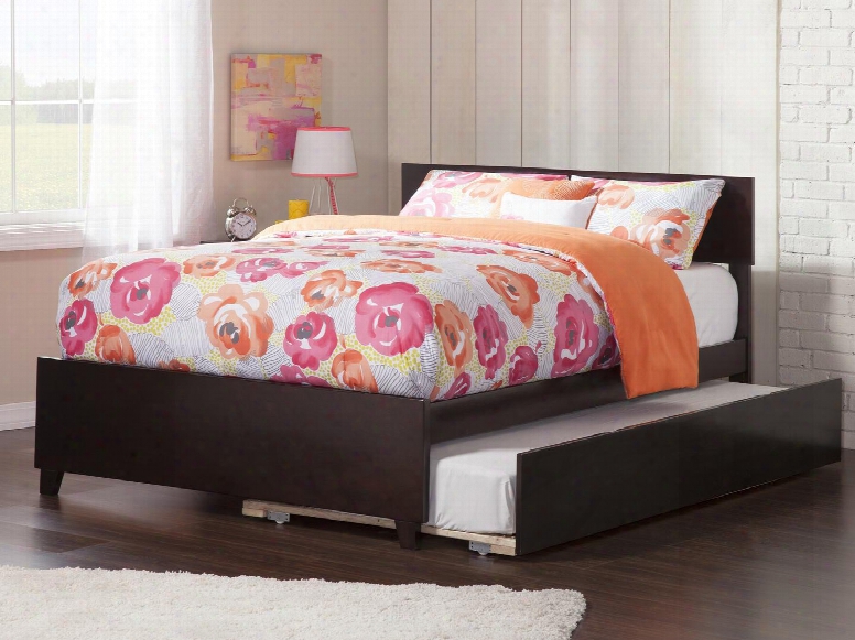 Orlando Collection 77" Full Bed With Sliding Trundle Flat Panel Footboard And Tapered Legs In