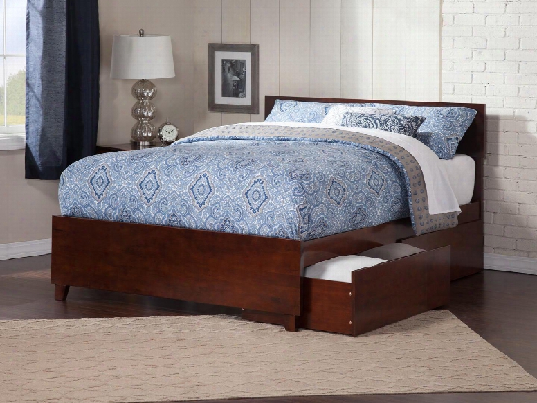 Orlando Collection Ar8146114 83" Queeb Bed With Eco-friendly Solid Hardwood Construction 2 Storage Drawers And Tapered Legs In Antique