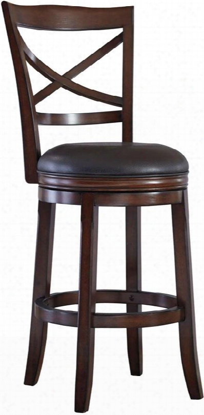 Porter Collection D697-430 Barstool With Brown Faux Leather Upholstery 360-degree Swivel And Cherry-tone Finished