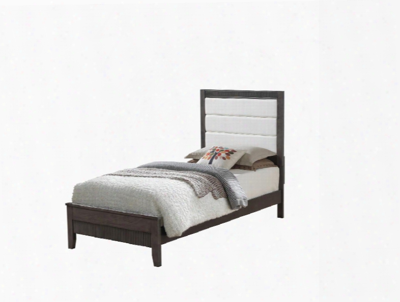 Portland Collection G5305a-tb Twin Siz Ebed With Padded Headboard Fluted Accents And Wood Veneers In
