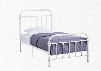 I 2637T Twin Bed with Metal Tube Frame and Slats in White - Frame
