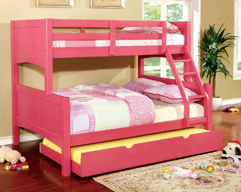 Prismo Ii Collection Cmbk608fpkbedt 2 Pc Bedroom Set Withtwin Over Full Bunk Bed + Trundle In Pink