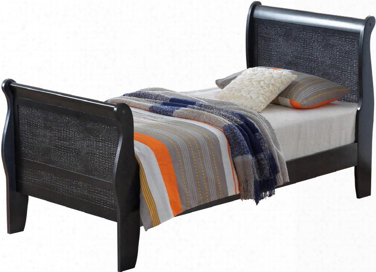 Randa Collection G6550a-tb Twin Size Bed With Crocodile Texture And Wood Veneers In