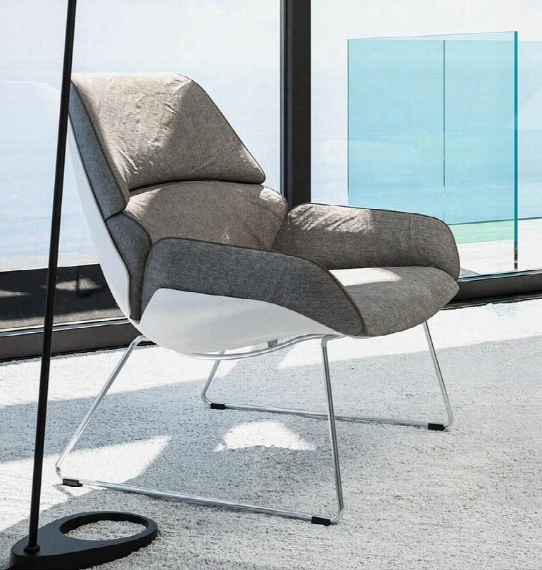 Relaxa Relaxachgr 33" Accent Fabric Chair With Padded Interior Seat & Backw Hite Polypropylene Outer Shell And Flared Scoop Seat & Back In