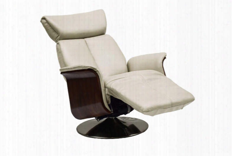 Rl1451wht Ella Recliner Armchair Brown Leather Power Relax Function With Headreast Function. Brushed Metal Swivel