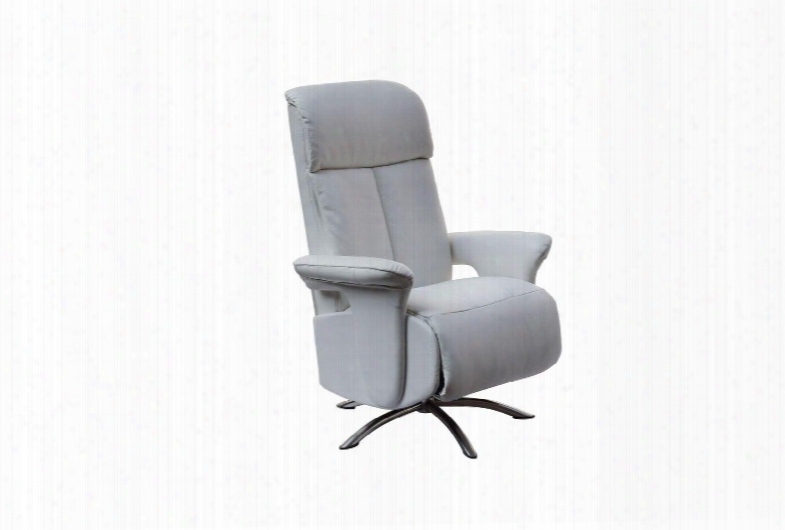 Rl1453wht Nora Recliner Armchair White Leather 02c-05-17-2 Manual Relax Function With Adjustable Headreast. Metal Brushed