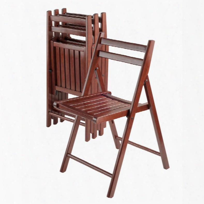 Robin 94415 4-piece Folding Chair Set With Slatted Seats And Douvle Bar Backs In