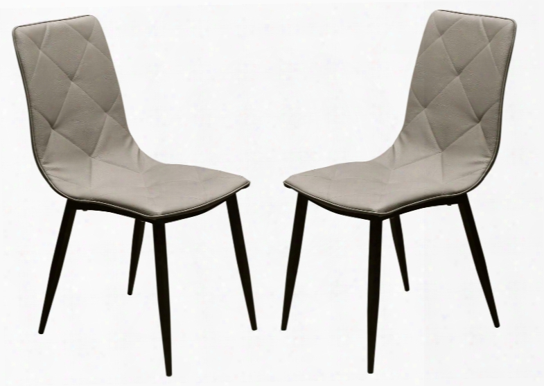 Sigma Sigmadctaset Of 2 36" Dining Chair In With Taupe Diamond Tuft Leatherette And Black Powder Coat Metal