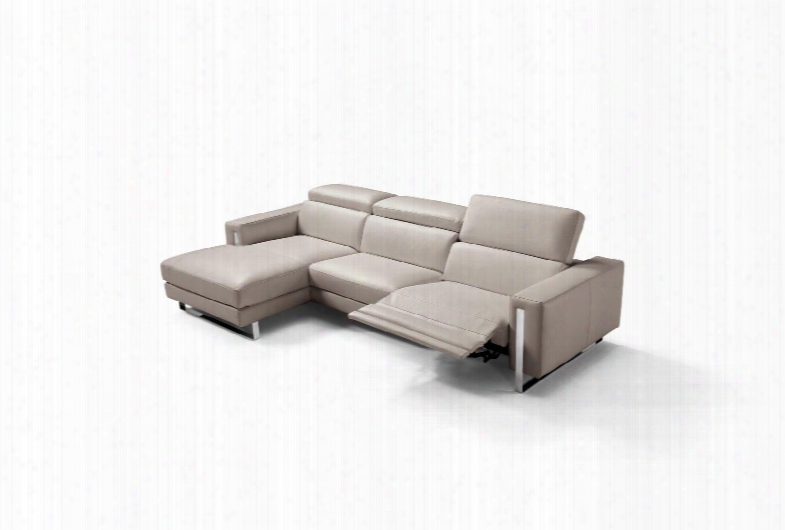 Sl1423lswgry Adriano Sectional 100% Made In Italy Chaise On Left When Facing Warm Grey Top Grain Leather 1063 L09s 1 Electric Recliner In The 2 Seater