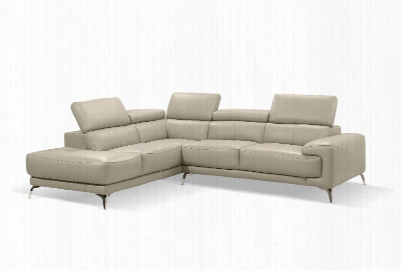 Sl1467lstau Fabiola Sectional Chaise On Left When Facing Taupe Top Grain Italian Leather Adjustable Headrests Stainless Steel