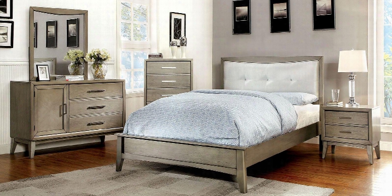 Snyder Ii Collection Cm7782ckbedset 5 Pc Bedroom Set With California King Siz E Platform Bed + Dresser + Mirror + Chest + Nightstand In Grey